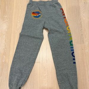 Aviator Nation Gray Sweatpants with Rainbow Logo
